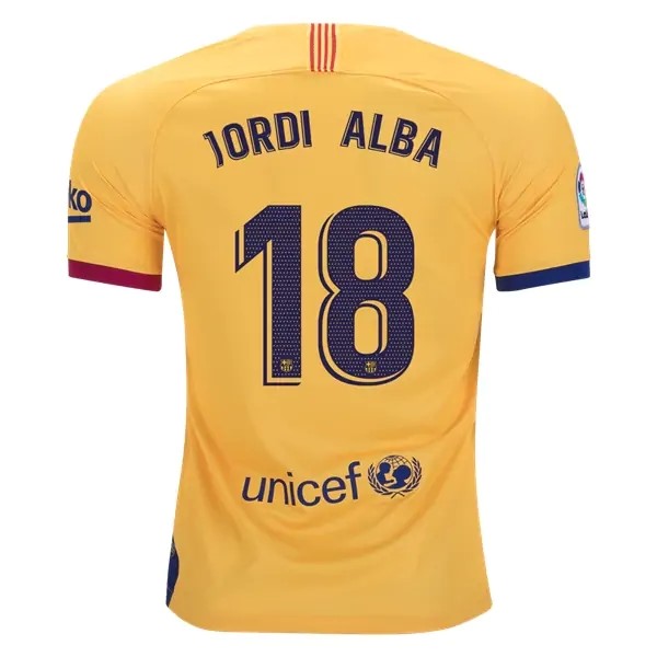 Camiseta Barcelona NO.18 Jordi Alba 2ª 2019 2020 Amarillo